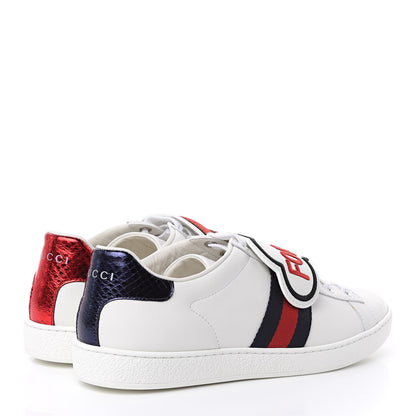 Gucci Calfskin Ayers Web Blind for Love Embroidered Womens Ace Sneakers 38.5 White 4 of 10