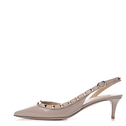 Valentino Garavani Patent Rockstud Half D'Orsay Slingback 50mm Pumps 38 Poudre 1 of 8