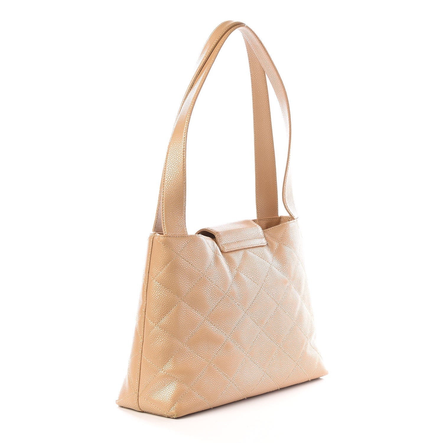 Chanel Metallic Caviar Quilted Shoulder Bag Beige 2 of 11