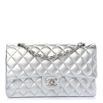 Chanel Metallic Lambskin Quilted Medium Double Flap Silver 1 of 15