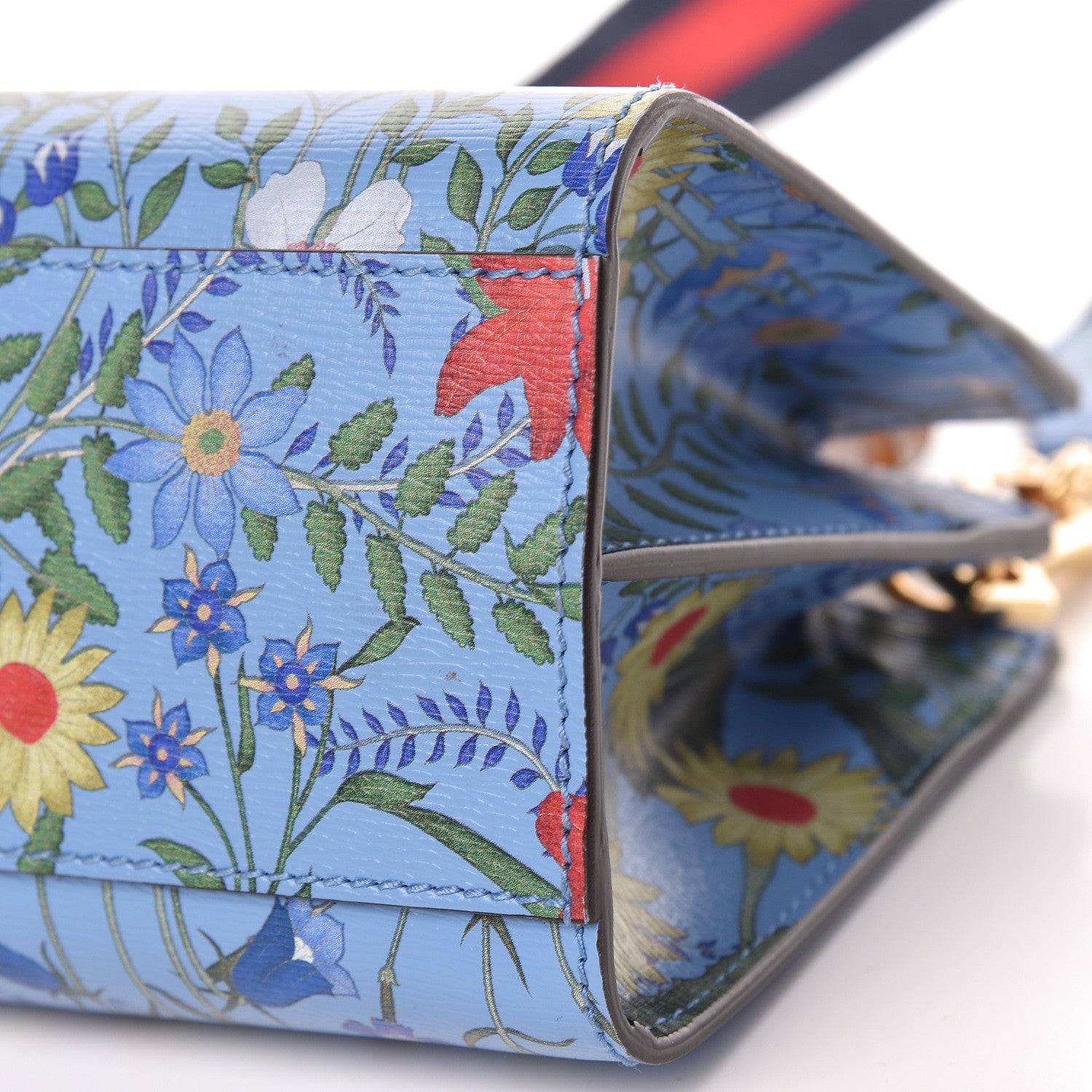 Gucci Calfskin Bamboo Web New Flora Mini Nymphaea Top Handle Bag Azure 11 of 11