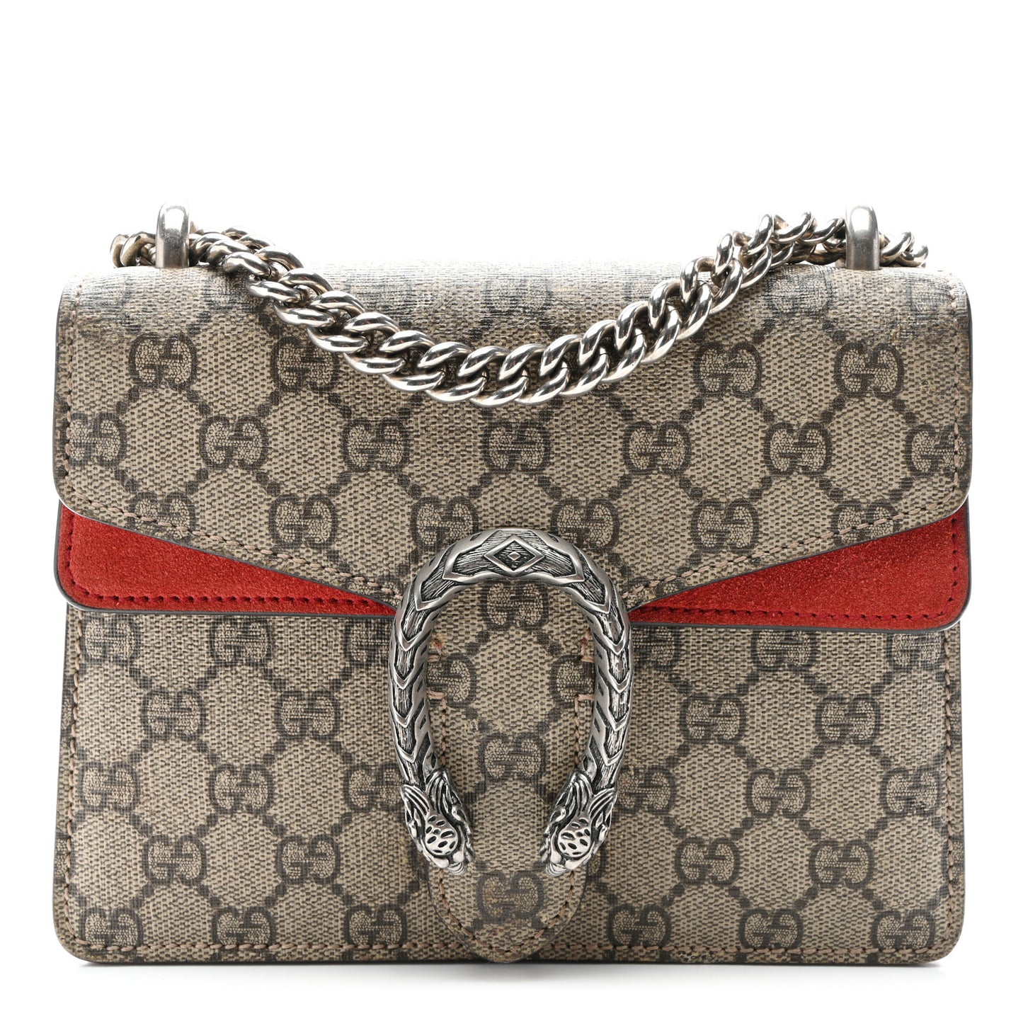 GG Supreme Monogram Mini Dionysus Shoulder Bag Hibiscus Red