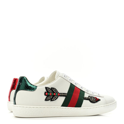 Gucci Calfskin Web Studded Womens Arrow Ace Sneakers 35.5 White 5 of 10