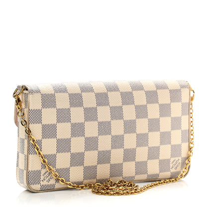 Louis Vuitton Damier Azur Pochette Felicie Chain Wallet Rose Ballerine 4 of 14