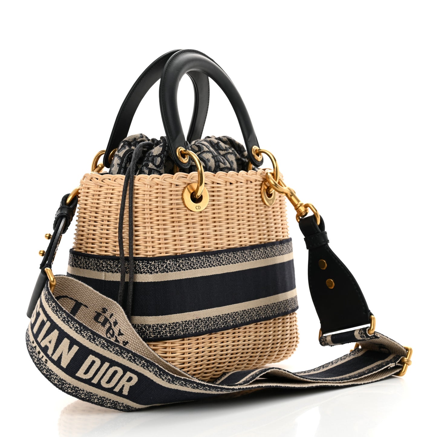Wicker Oblique Medium Lady Dior Bag Blue