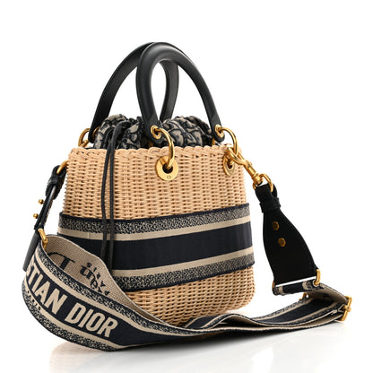 Christian Dior Wicker Oblique Medium Lady Dior Bag Blue 3 of 13