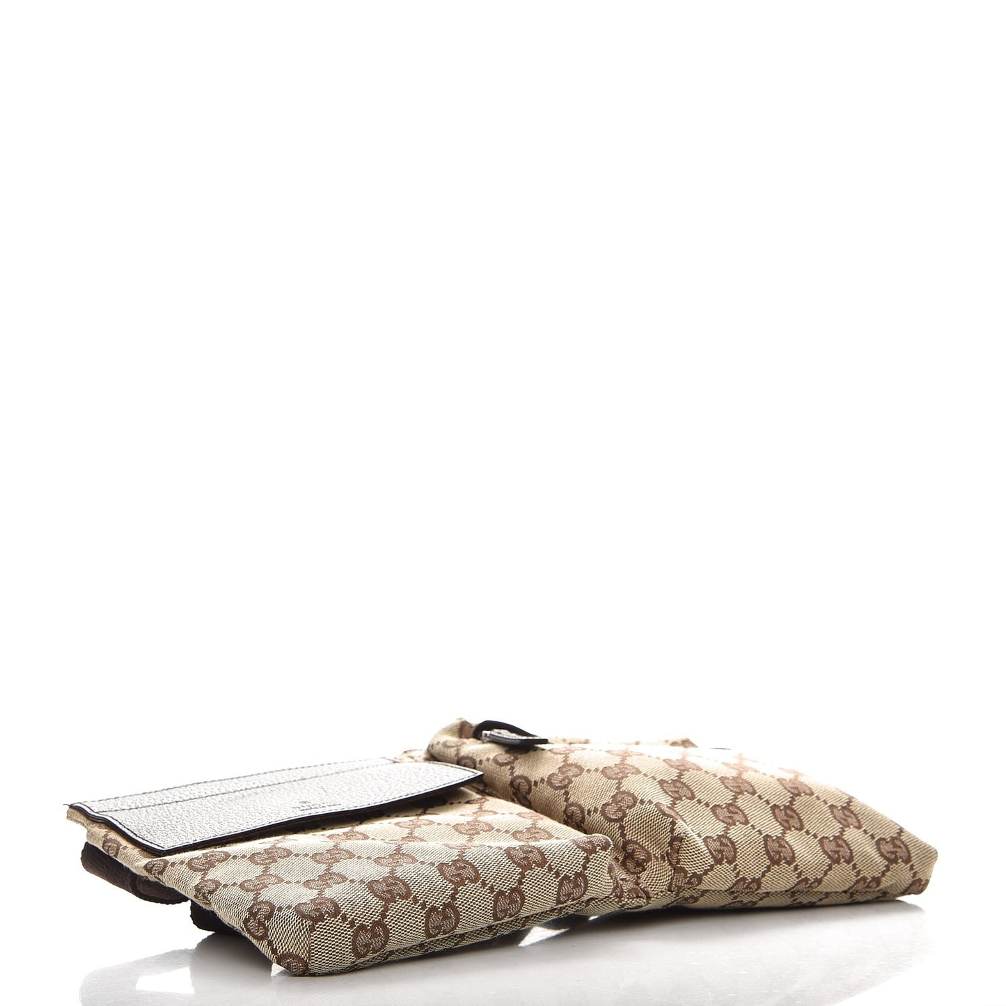GG Monogram Double Pocket Belt Bag Dark Brown