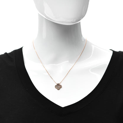 Van Cleef & Arpels 18K Rose Gold Gray Mother of Pearl Vintage Alhambra Pendant Necklace 2 of 6