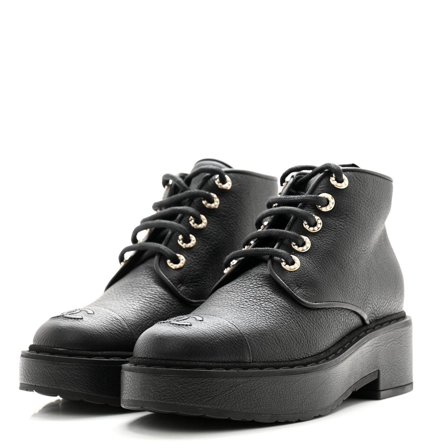 Buffalo Pearl Lace Up CC Combat Short Boots 38 Black