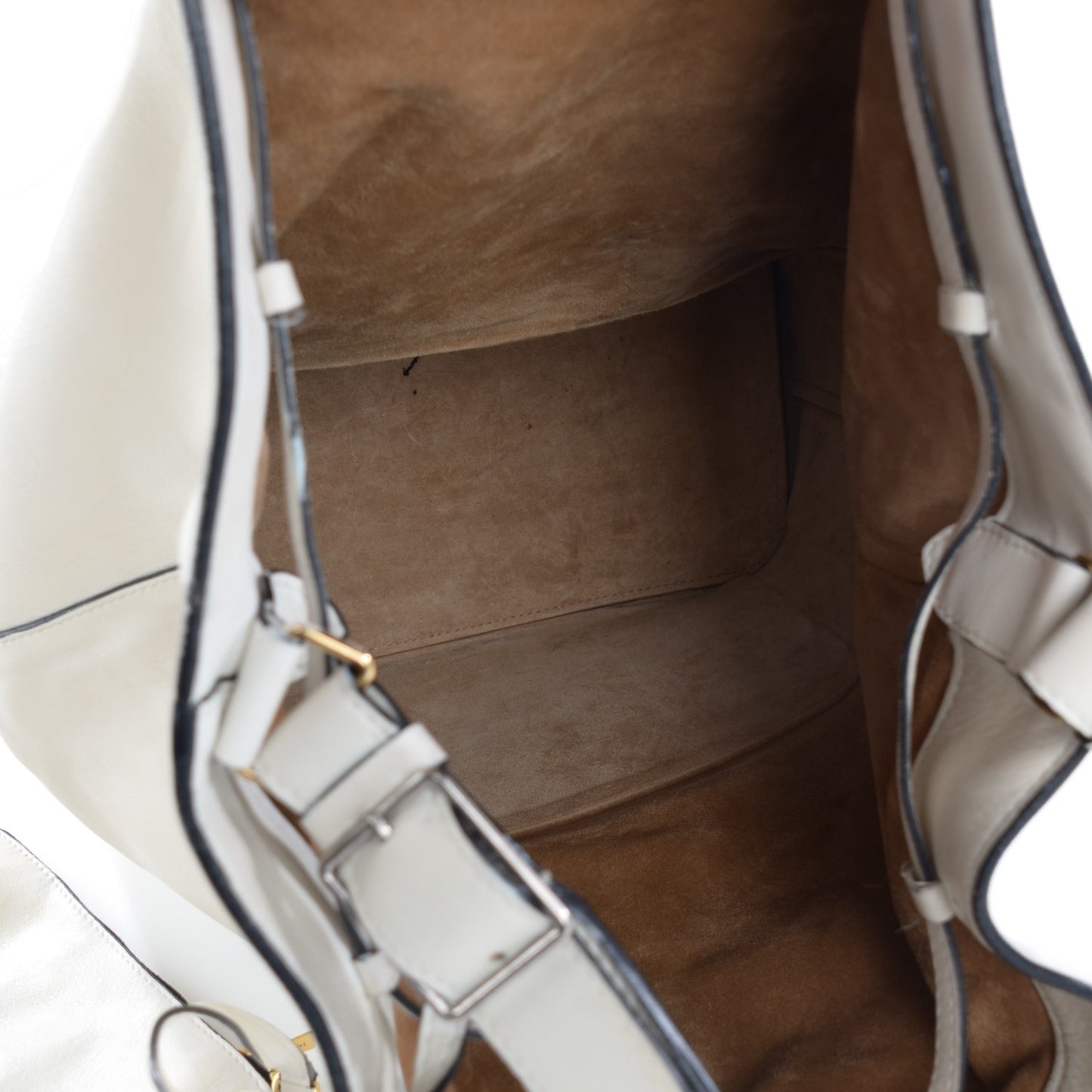 Smooth Calfskin Seau Drawstring Tote White