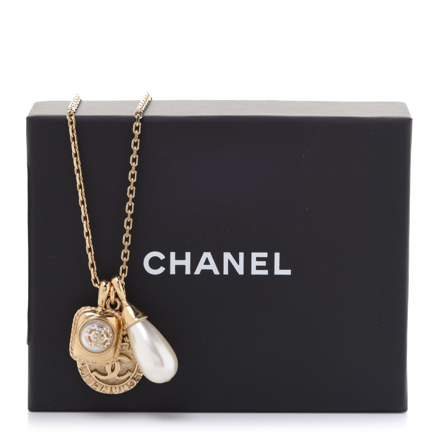 Crystal Pearl Necklace Gold