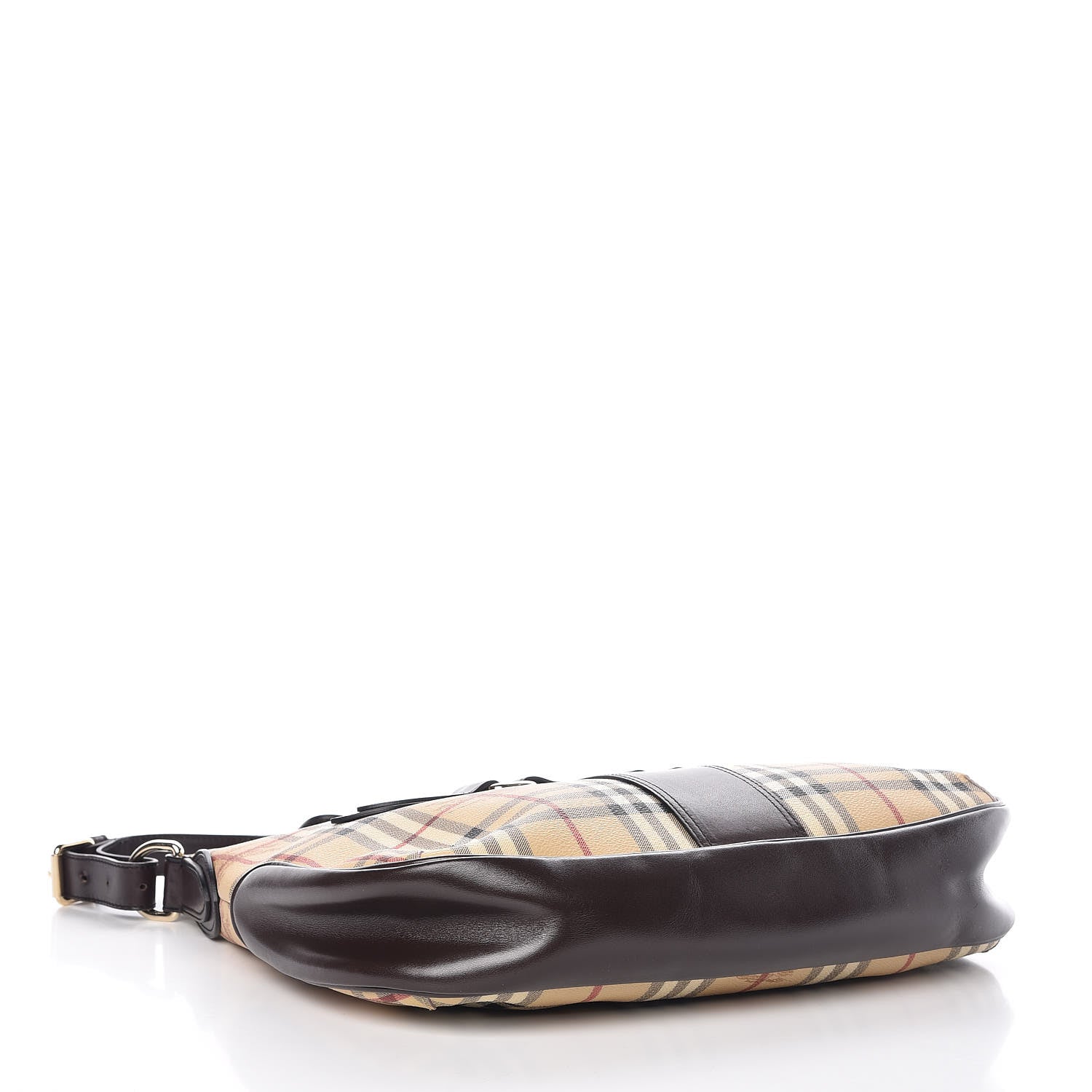 Burberry Haymarket Check Buckle Shoulder Bag Dark Brown 4 of 9