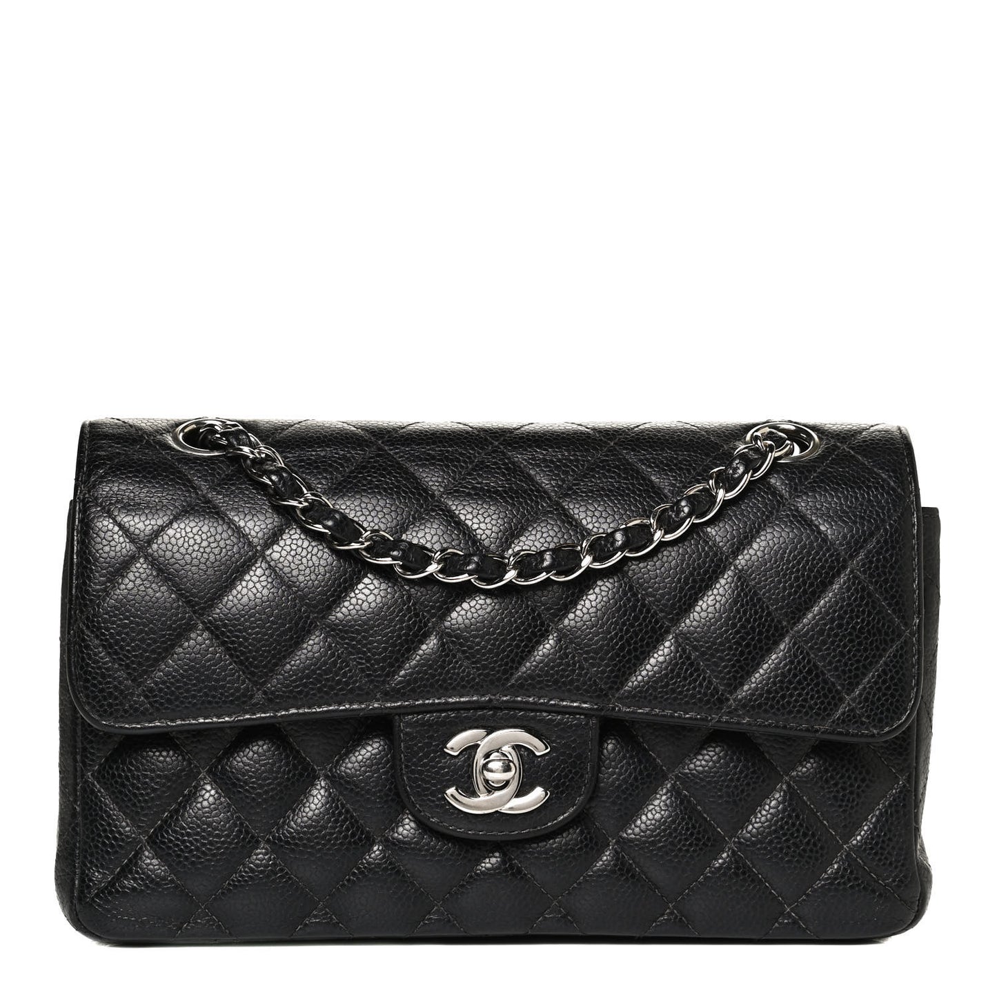 Caviar Quilted Small Double Flap Black