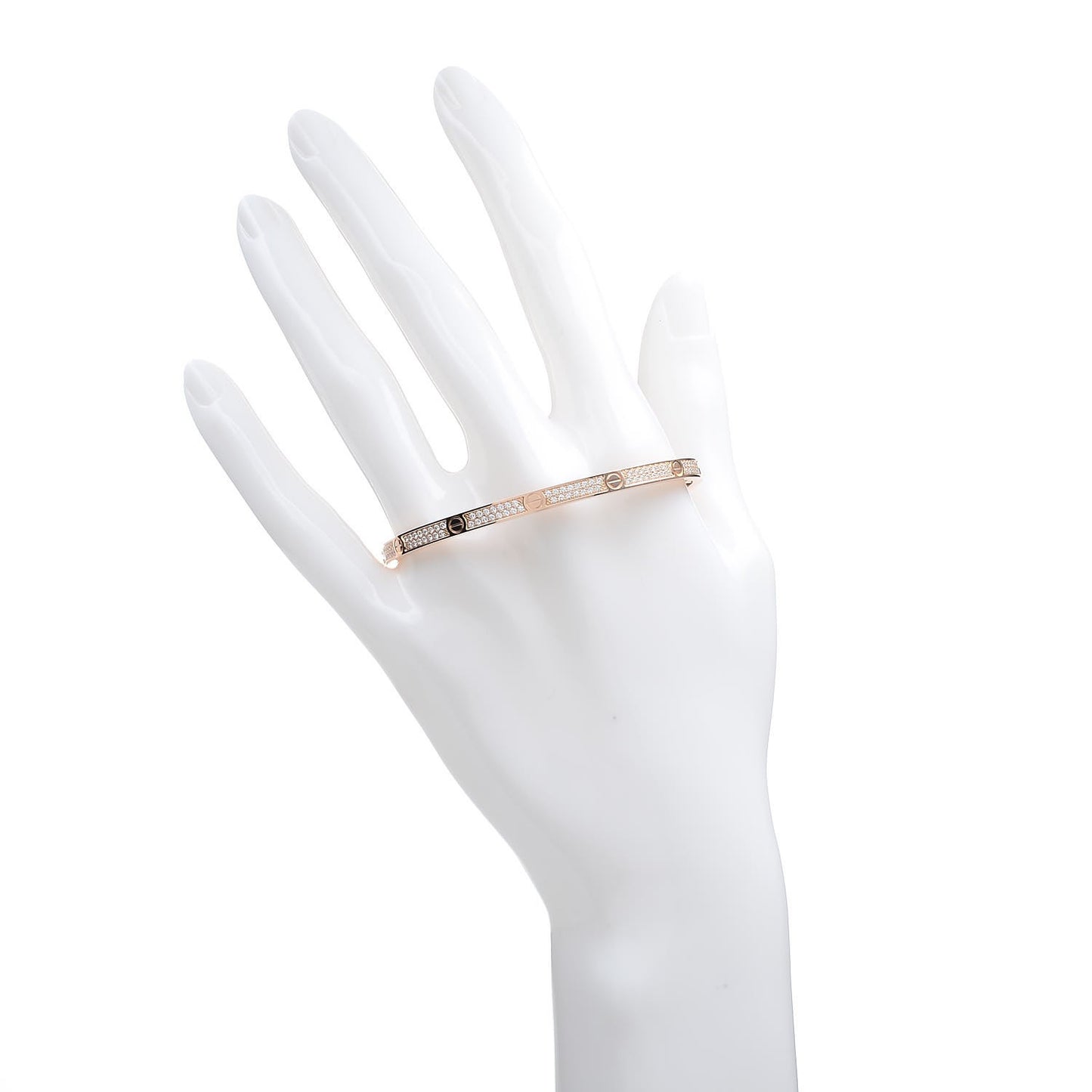 18K Pink Gold Diamond Small LOVE Paved Bracelet 17