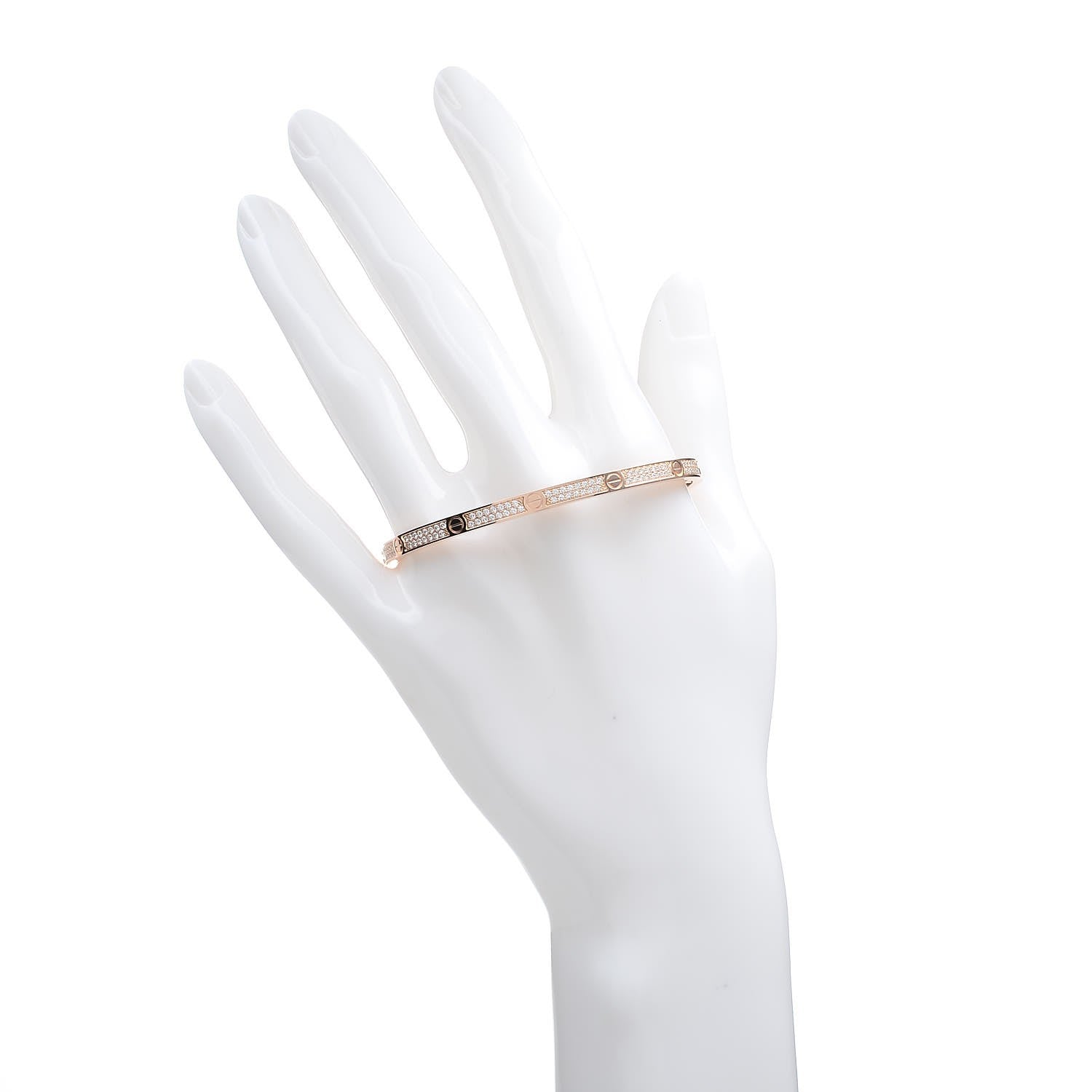 Cartier 18K Pink Gold Diamond Small LOVE Paved Bracelet 17 2 of 6