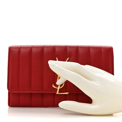 Saint Laurent Lambskin Matelasse Monogram Large Vicky Continental Wallet Rouge Eros 2 of 9