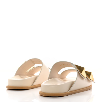 Valentino Garavani Calfskin Roman Stud Slide Sandals 40 Light Ivory 4 of 9