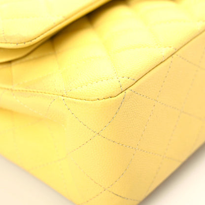 Chanel Caviar Quilted Medium Double Flap Yellow 4 of 20