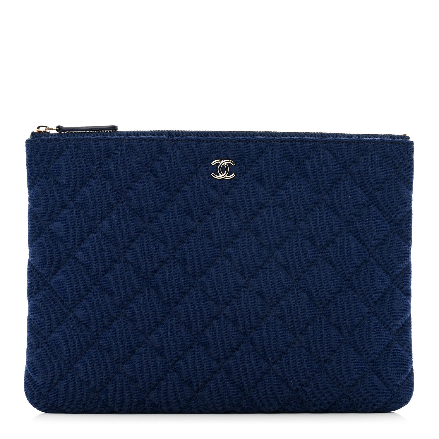 Chanel Jersey Quilted Medium Cosmetic Case Blue 1 of 8