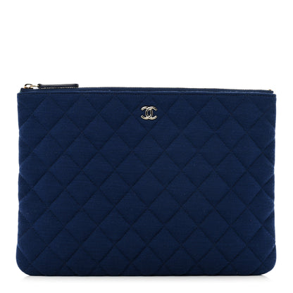 Chanel Jersey Quilted Medium Cosmetic Case Blue 1 of 8