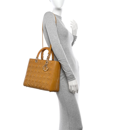 Christian Dior Patent Cannage Large Lady Dior Dark Beige 2 of 12