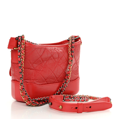 Chanel Aged Calfskin Quilted Small Gabrielle Hobo Red 3 of 11