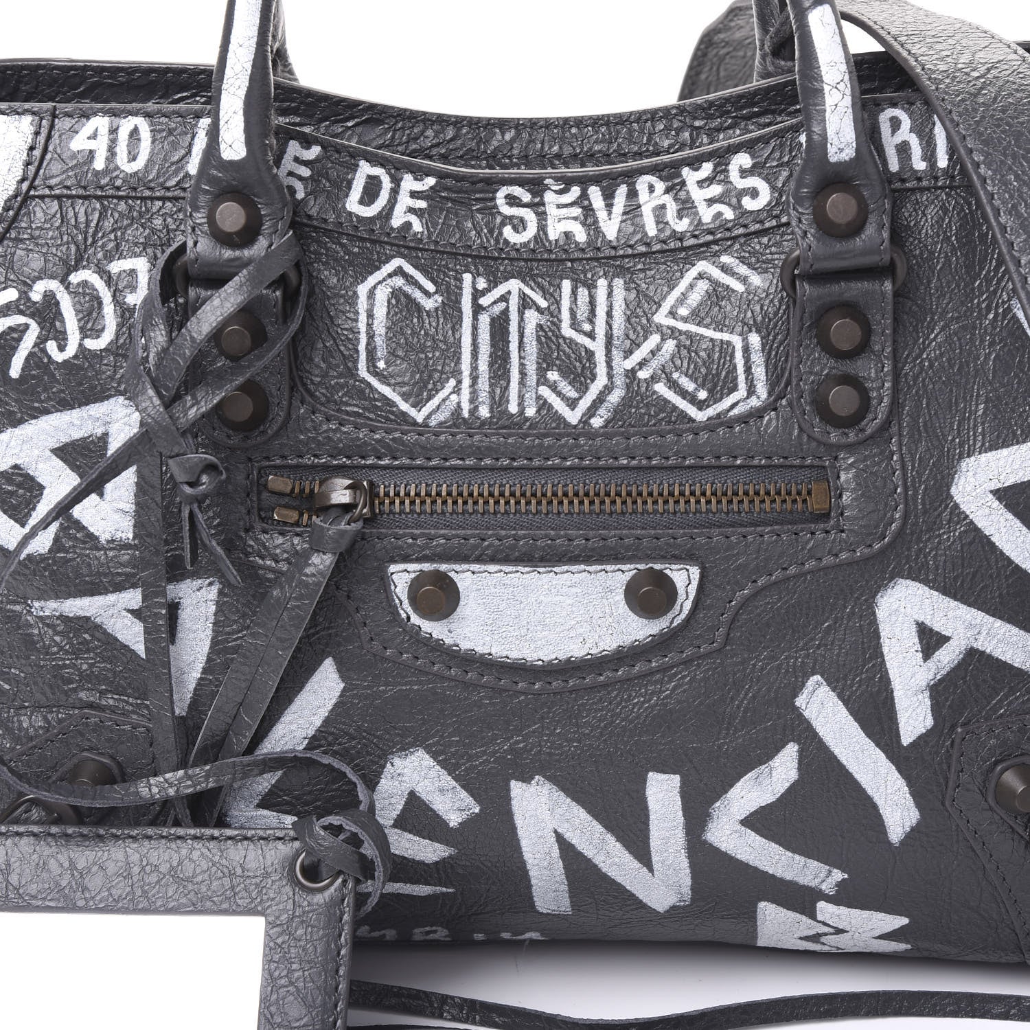 Balenciaga Agneau Arena Graffiti All Over Classic Hardware S City Gris Fossile White 8 of 8