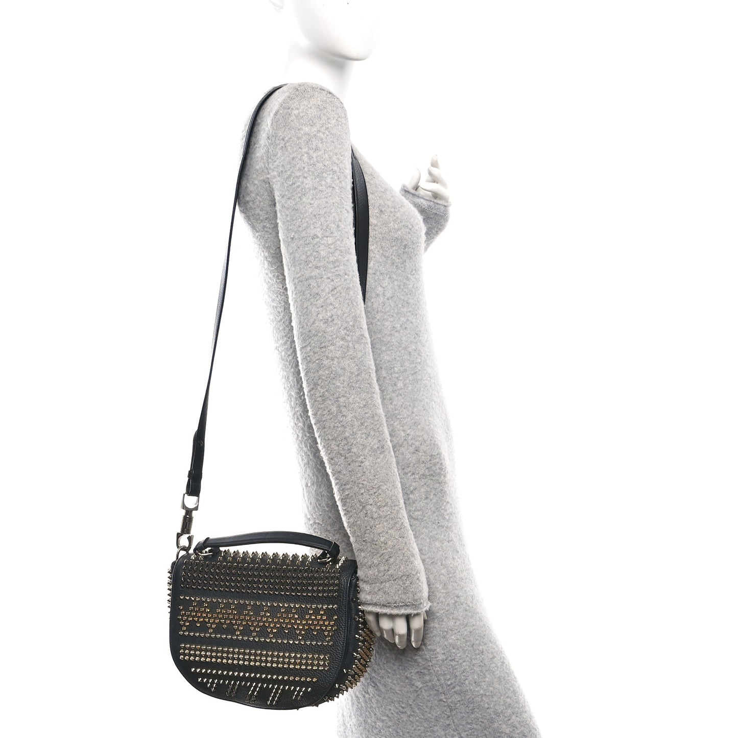 Calfskin Mix Chevron Spikes Panettone Messenger Black