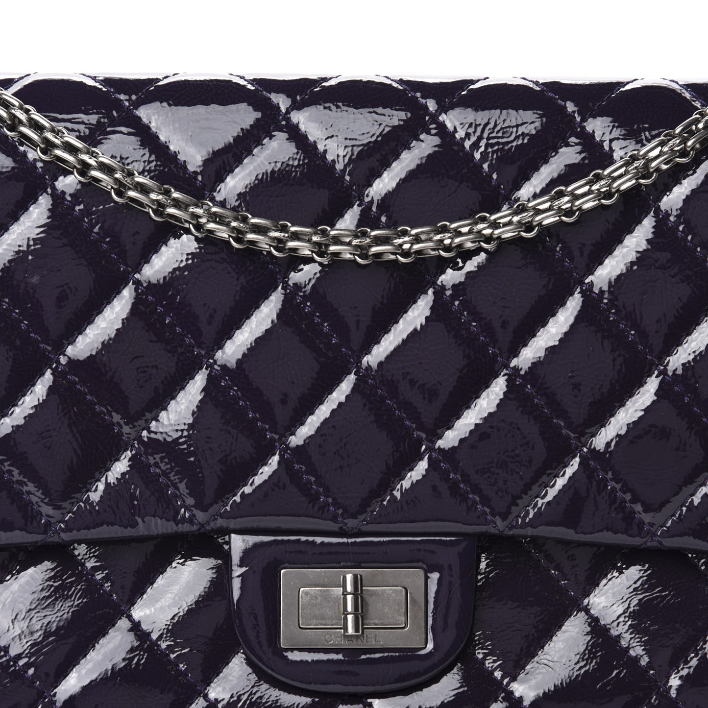 Distressed Patent Quilted 2.55 Reissue 227 Flap Purple
