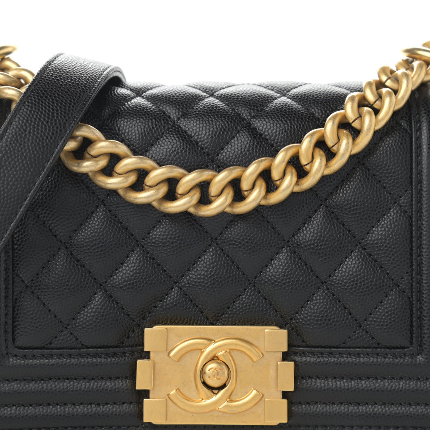 Caviar Quilted Small Boy Flap Black