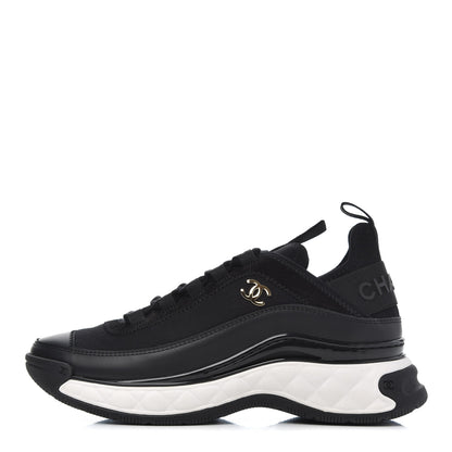 Chanel Velvet Calfskin Mixed Fibers CC Sneakers 35 Black 1 of 11