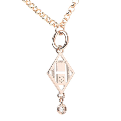 Hermes 18K Rose Gold Diamond Gambade Pendant Necklace 4 of 5