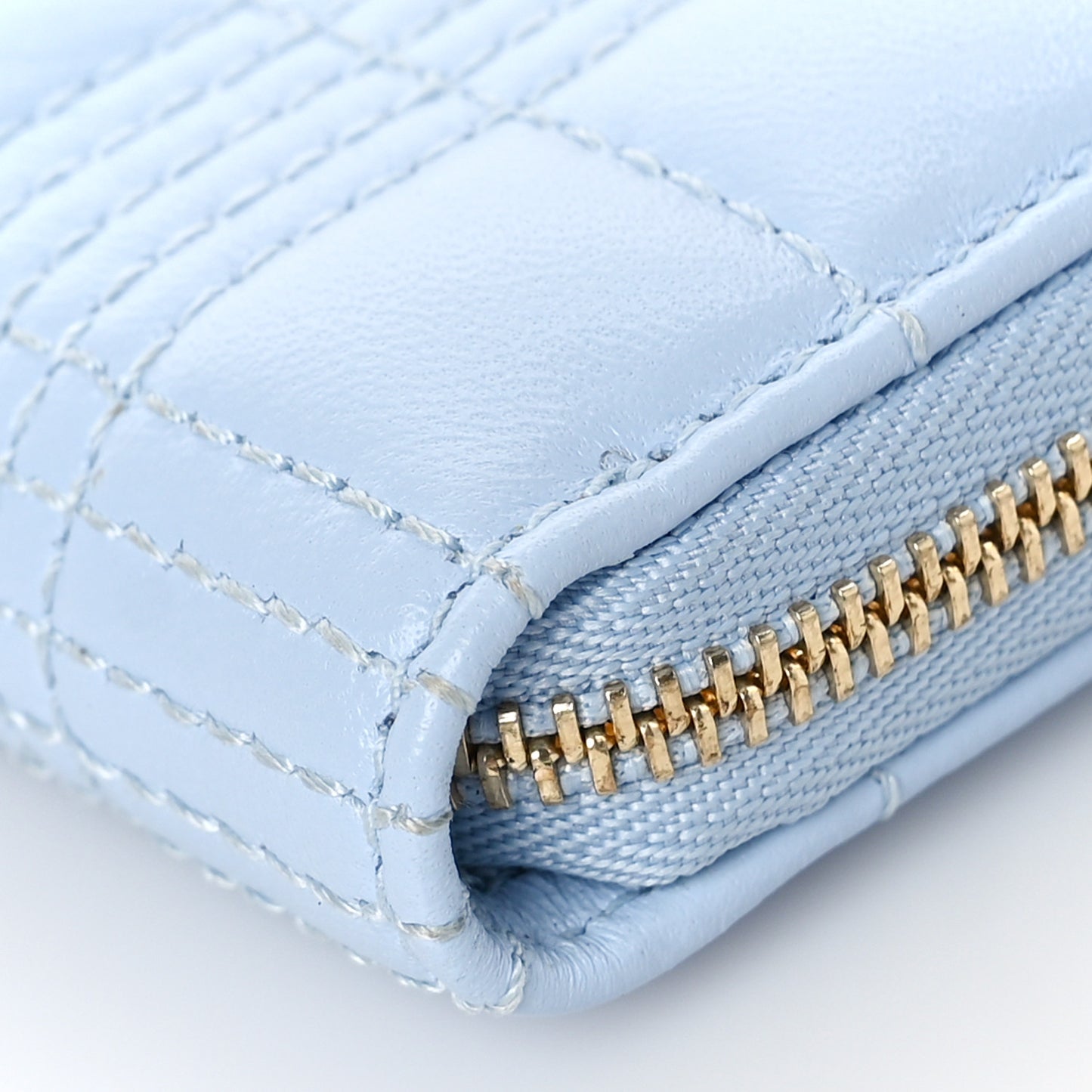 Lambskin Quilted Lola Wallet Pale Blue