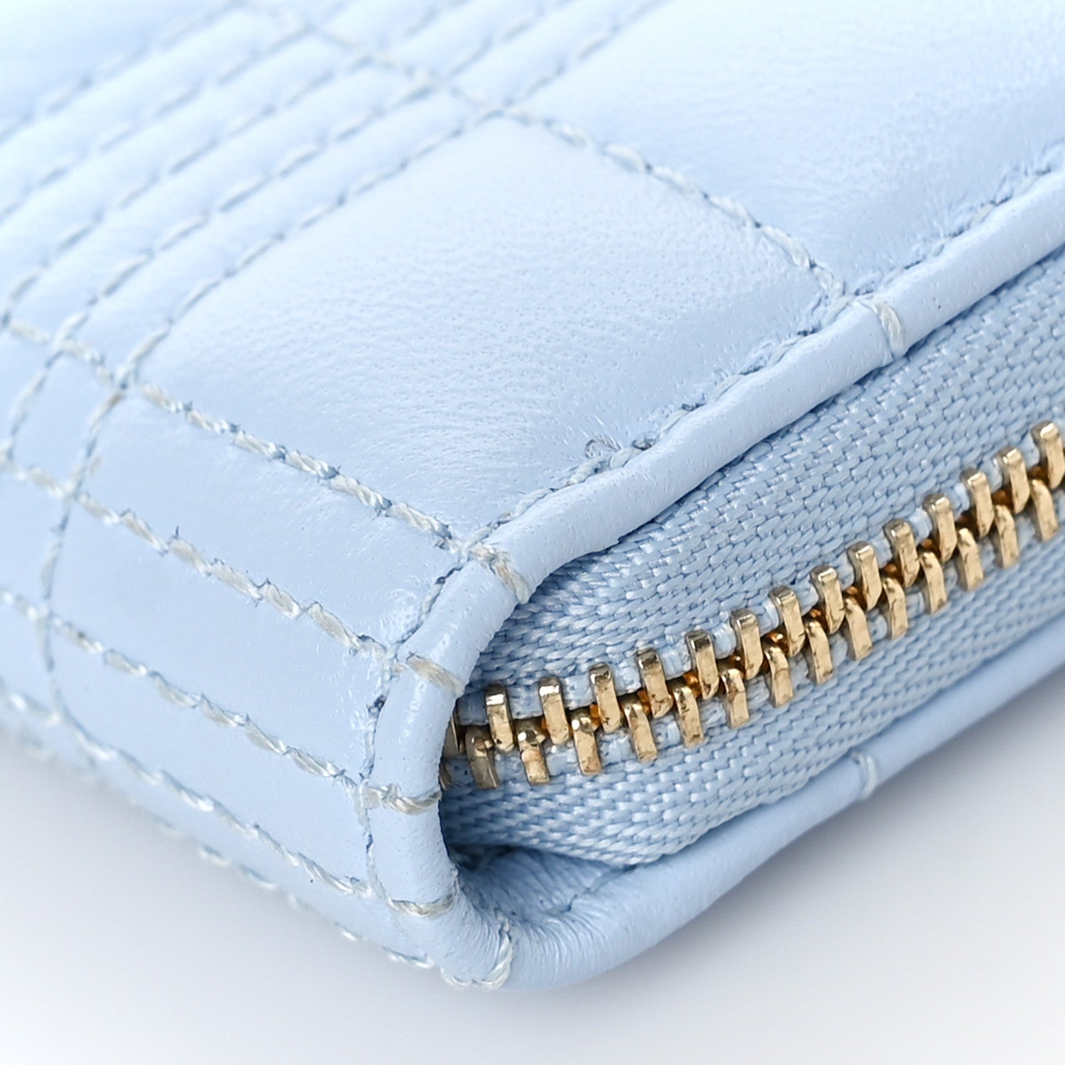 Burberry Lambskin Quilted Lola Wallet Pale Blue 8 of 9