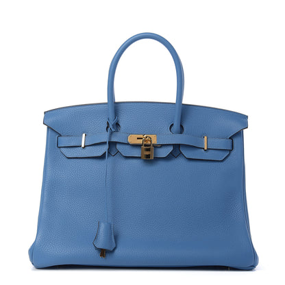Hermes Taurillon Clemence Birkin 35 Bleu Paradis 1 of 9