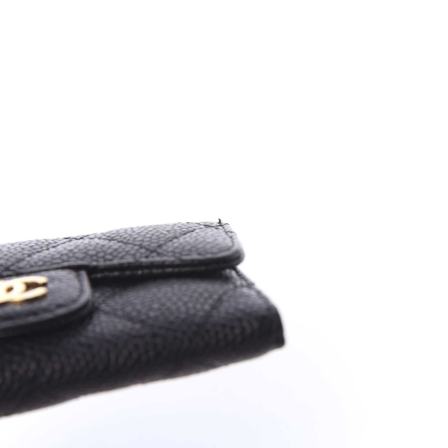 Caviar Quilted 6 Key Holder Black