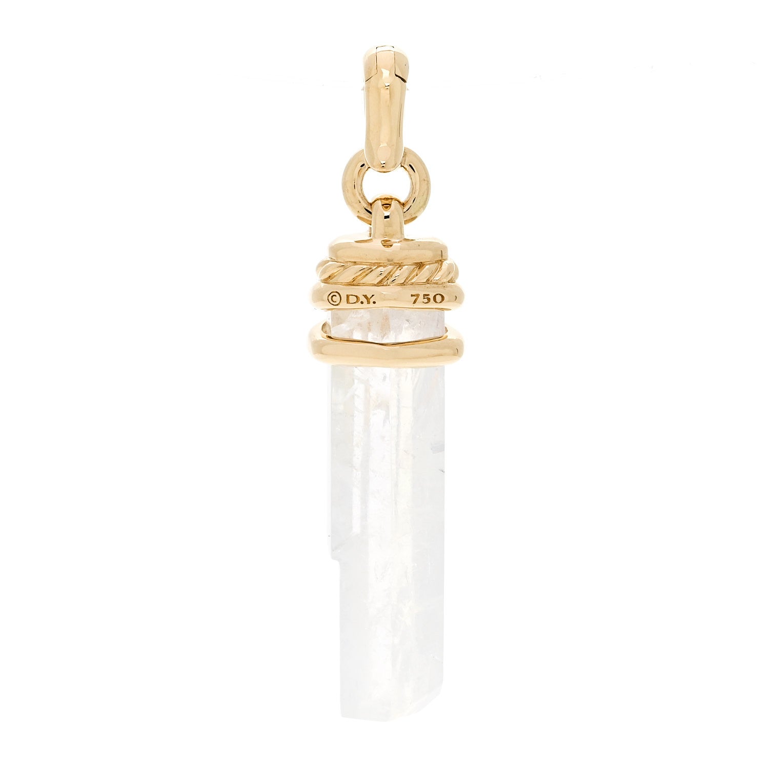 David Yurman 18K Yellow Gold Diamond Moonstone Wrapped Amulet Pendant 3 of 4