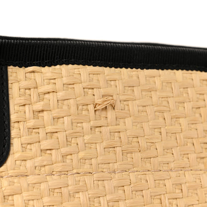 Chanel Straw Raffia Calfskin Chain Small Deauville Tote Beige Black 11 of 13