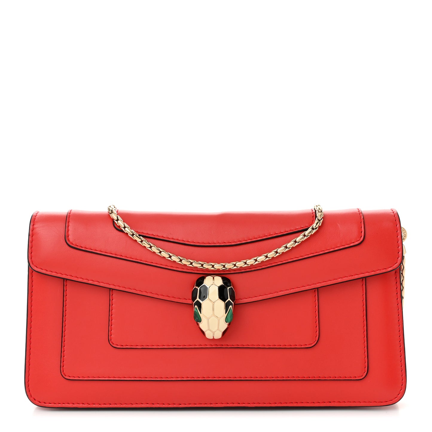 Calfskin Serpenti Forever Flap Clutch Ruby Red