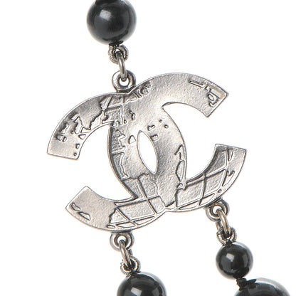 Chanel Glass Bead CC Map Short Necklace Ruthenium Black 4 of 6