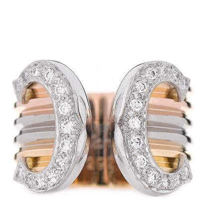 Cartier 18K Pink Yellow White Gold Diamond 13mm C De Cartier Ring 50 5.25 1 of 5
