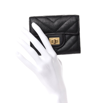 Chanel Crumpled Calfskin Chevron Quilted Reissue Card Holder Black 2 of 9