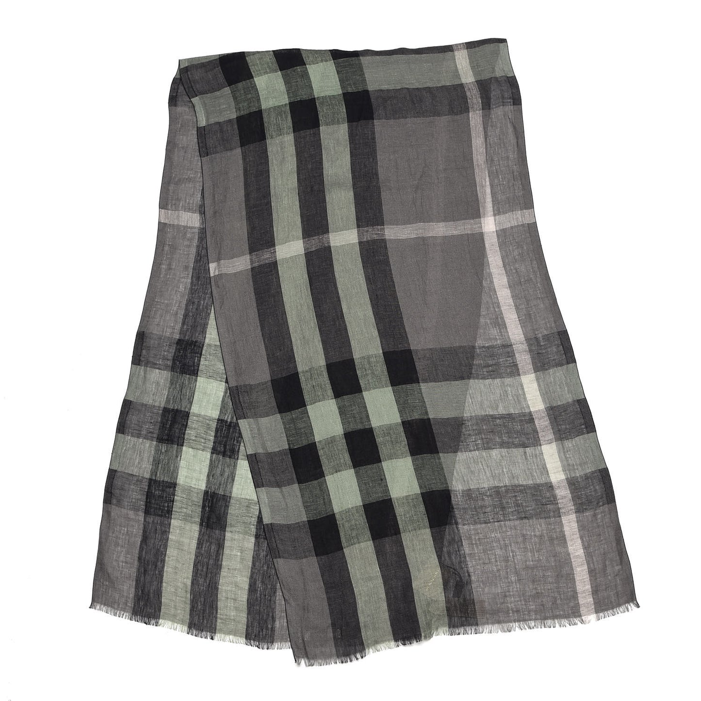 Linen Giant Exploded Check Lightweight Scarf Light Grey