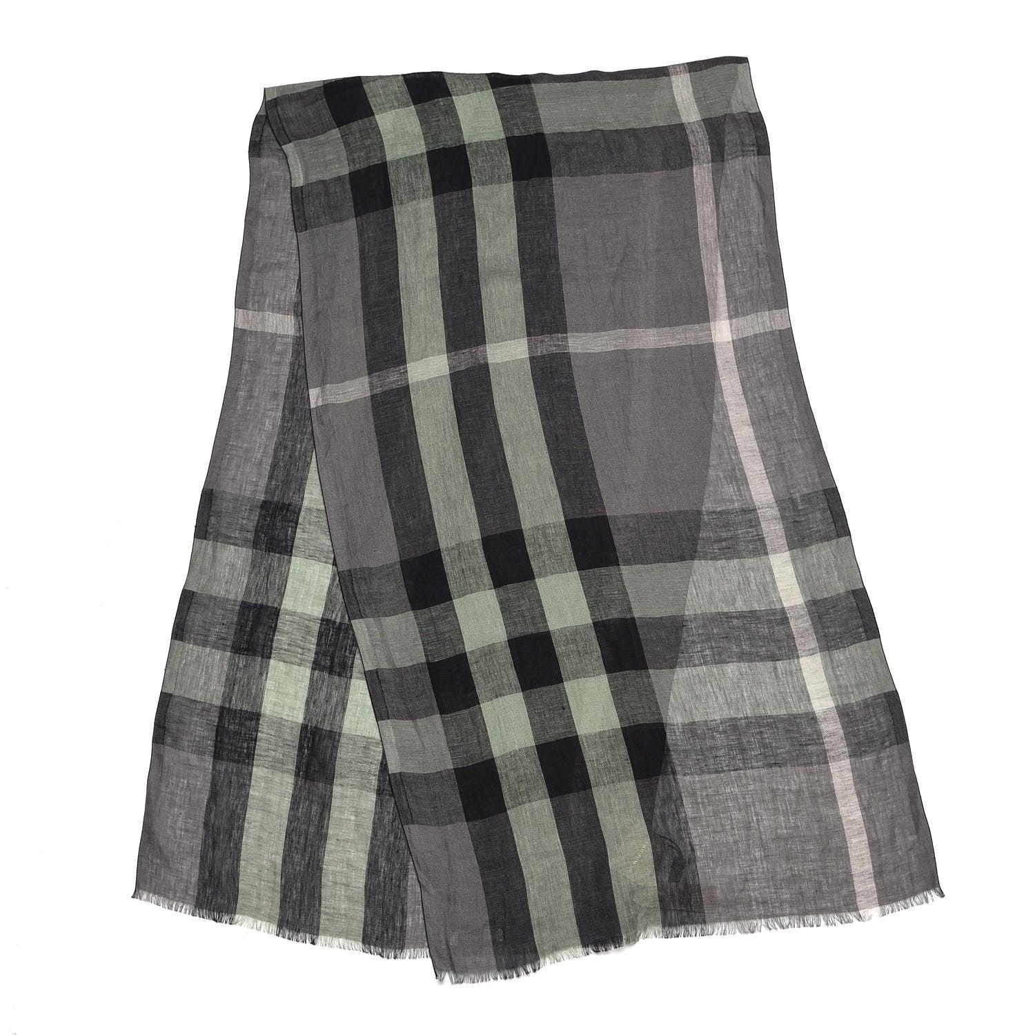 Burberry Linen Giant Exploded Check Lightweight Scarf Light Grey 3 of 5