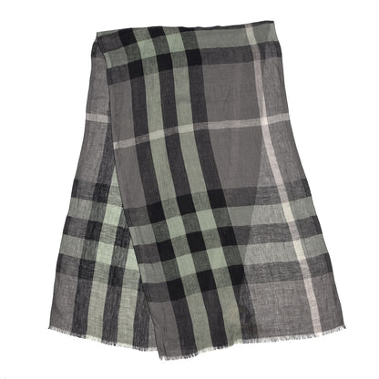Burberry Linen Giant Exploded Check Lightweight Scarf Light Grey 3 of 5