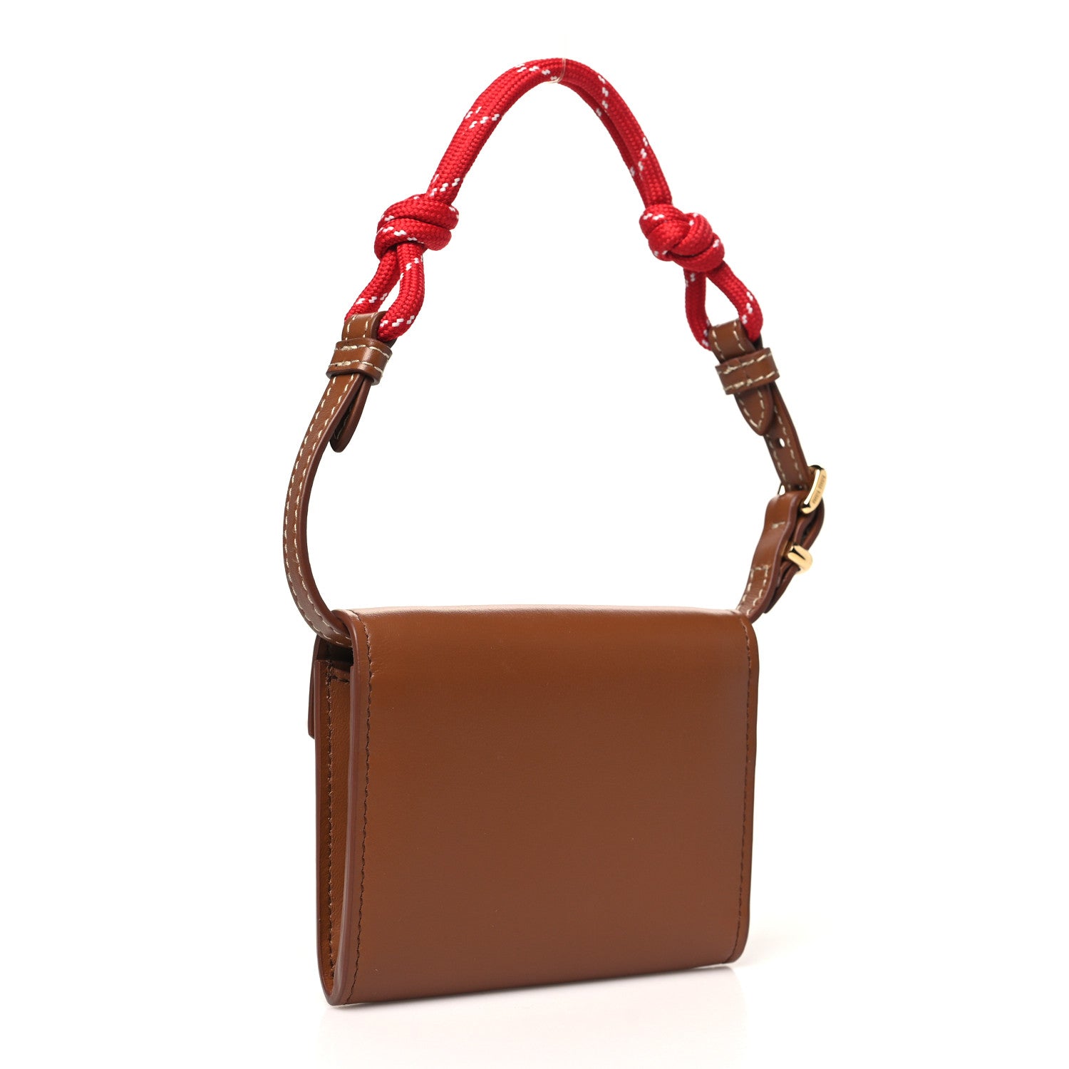 Miu Miu Nappa Compact Wallet On Strap Cognac Red 3 of 8