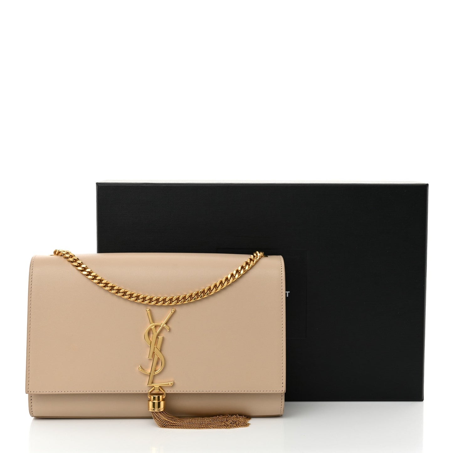 Smooth Calfskin Medium Classic Monogram Kate Tassel Satchel Nude Powder
