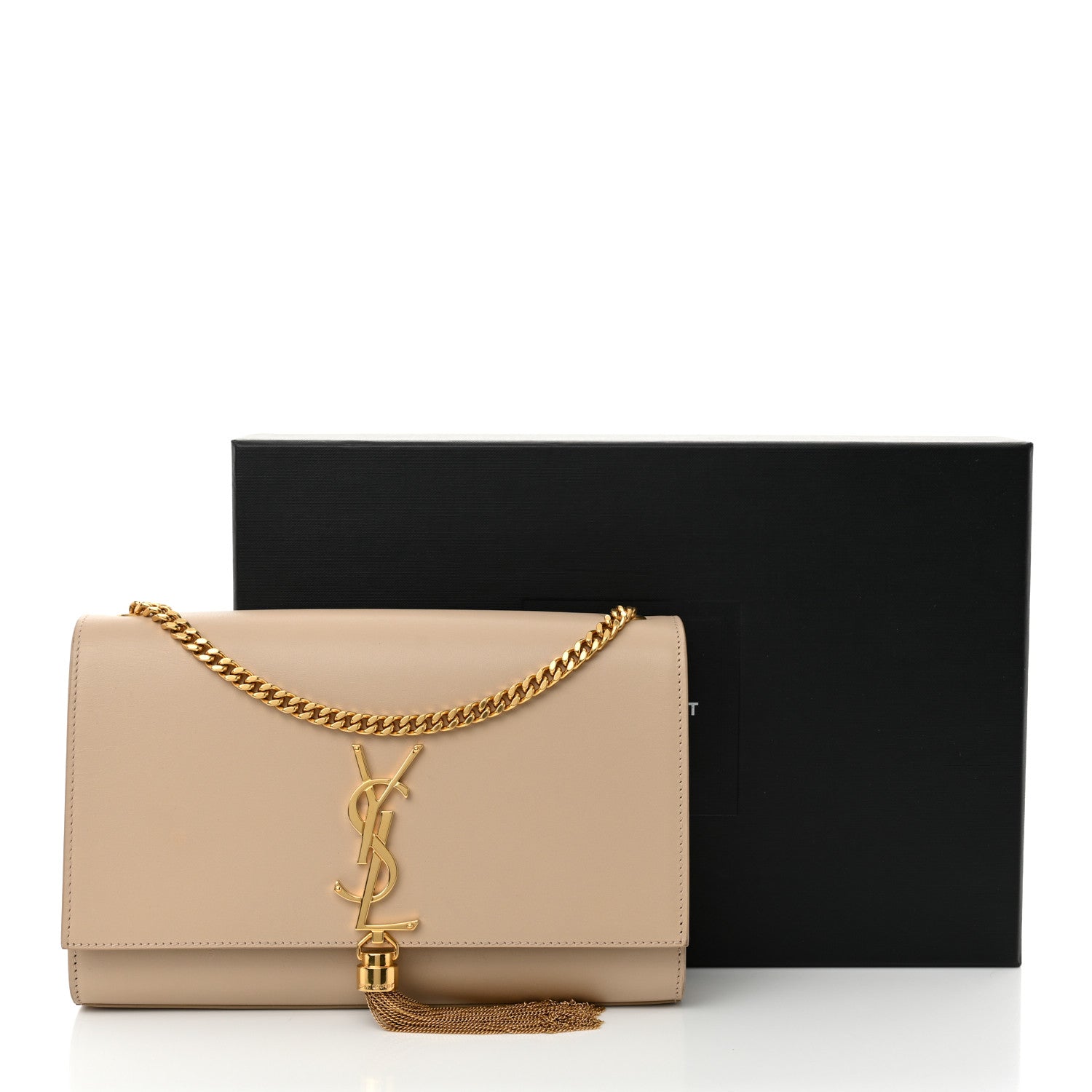 Saint Laurent Smooth Calfskin Medium Classic Monogram Kate Tassel Satchel Nude Powder 13 of 13