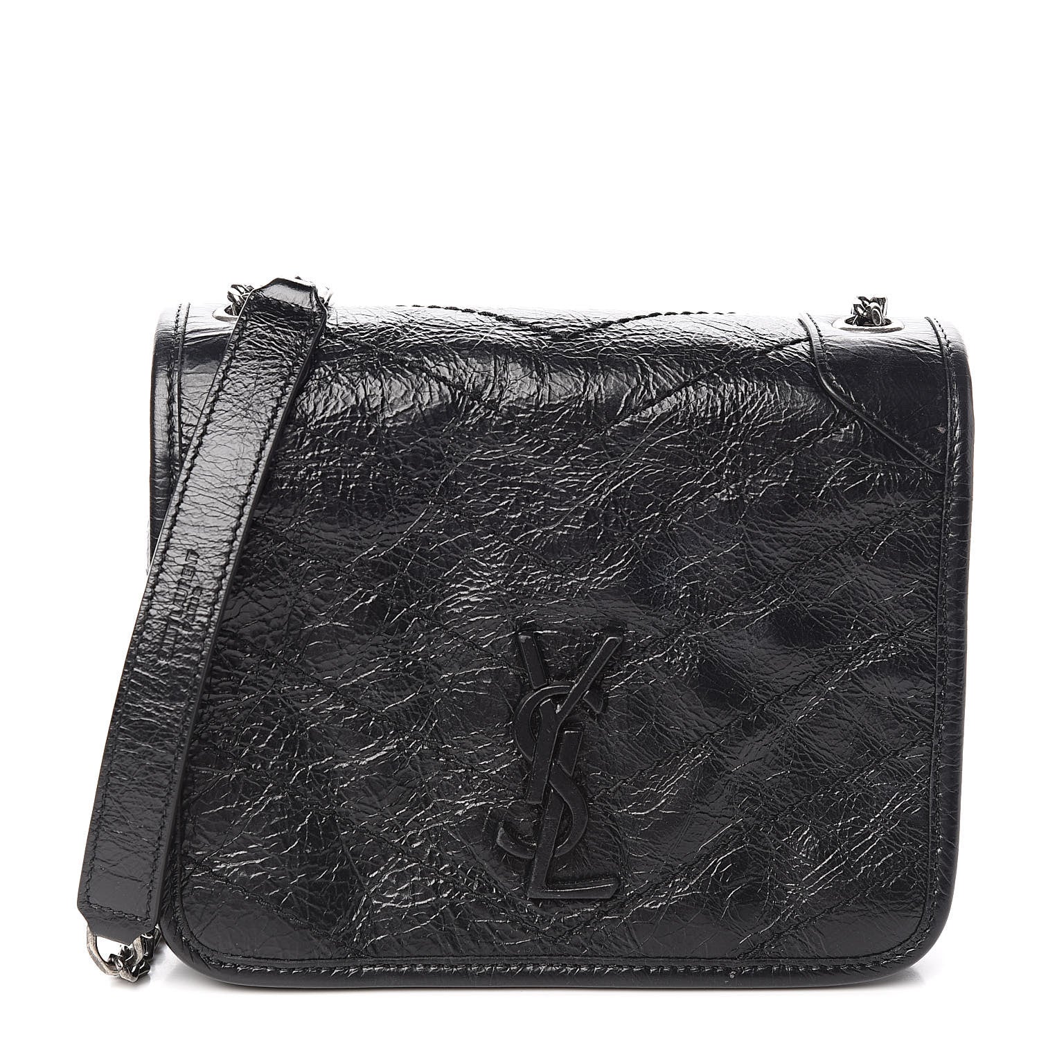 Saint Laurent Crinkled Calfskin Matelasse Monogram Niki Chain Wallet Black 1 of 10
