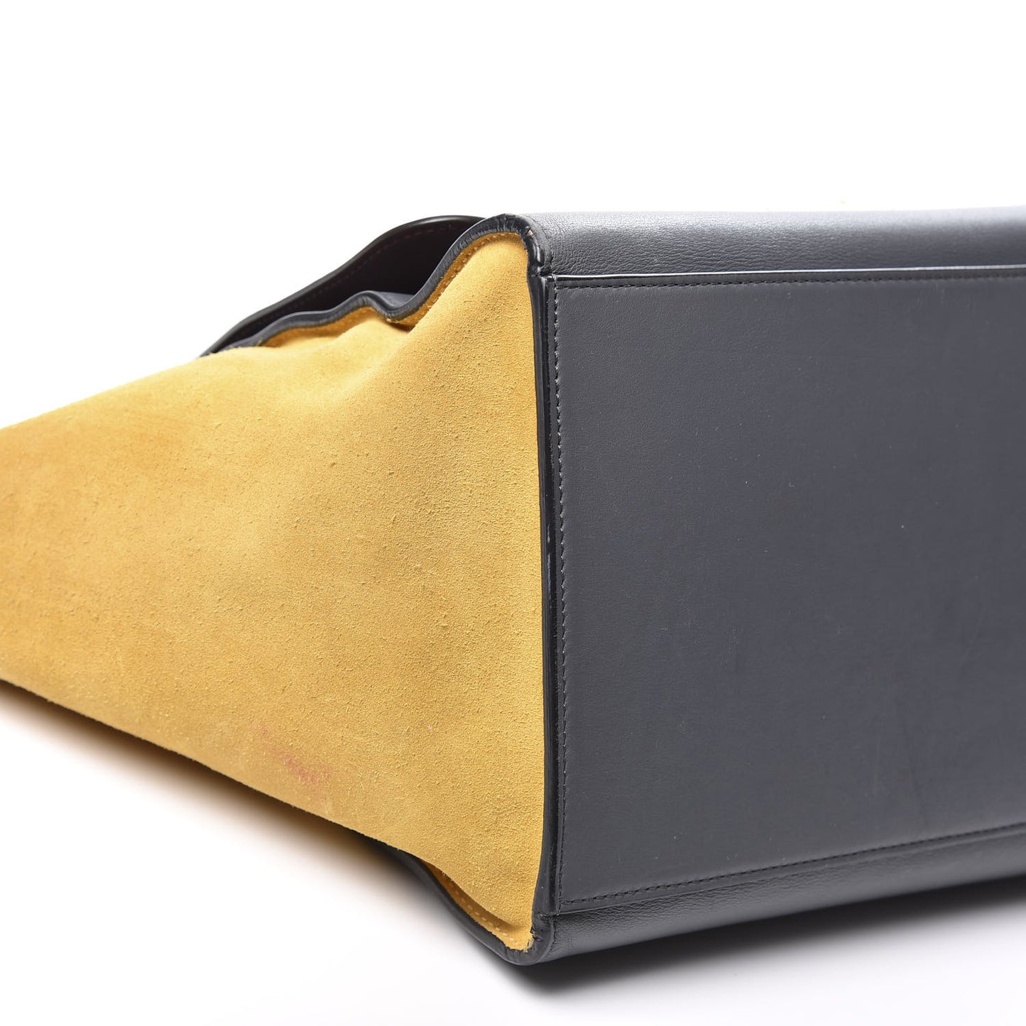 Smooth Calfskin Suede Medium Tri-Color Trapeze Yellow